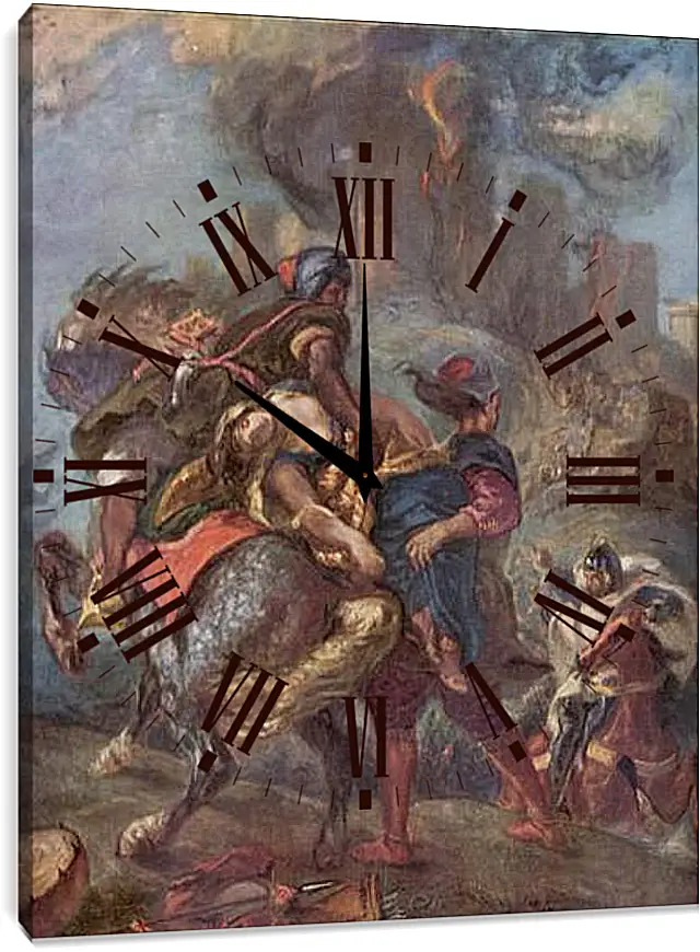 Часы картина - The Abduction of Rebecca. Эжен Делакруа