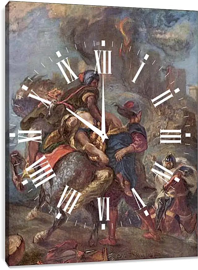Часы картина - The Abduction of Rebecca. Эжен Делакруа