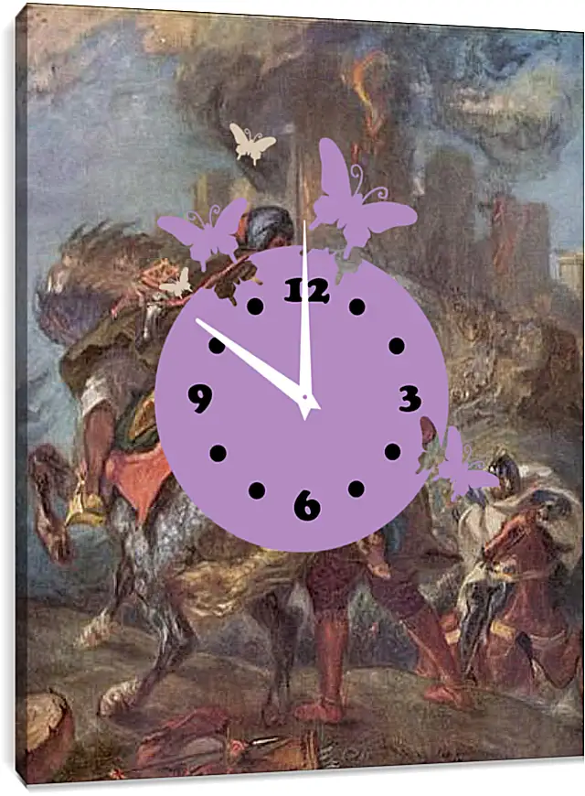 Часы картина - The Abduction of Rebecca. Эжен Делакруа