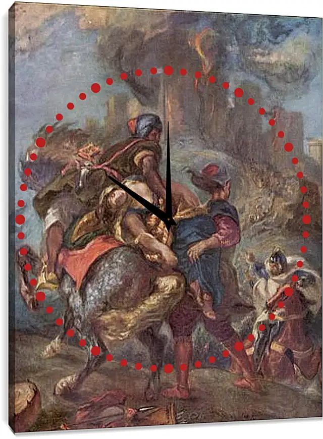 Часы картина - The Abduction of Rebecca. Эжен Делакруа