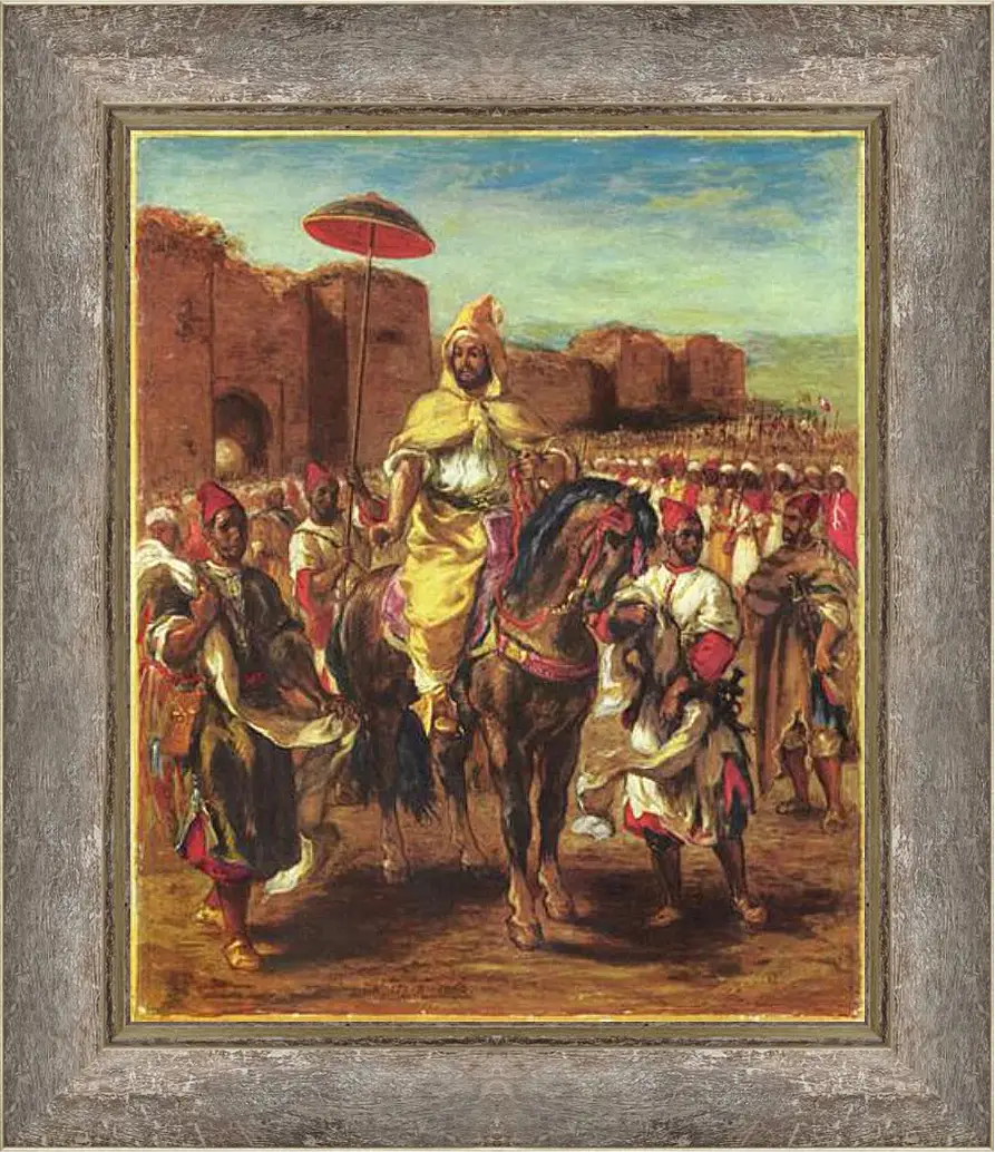 Картина в раме - Portrat des Sultans von Marokko. Эжен Делакруа