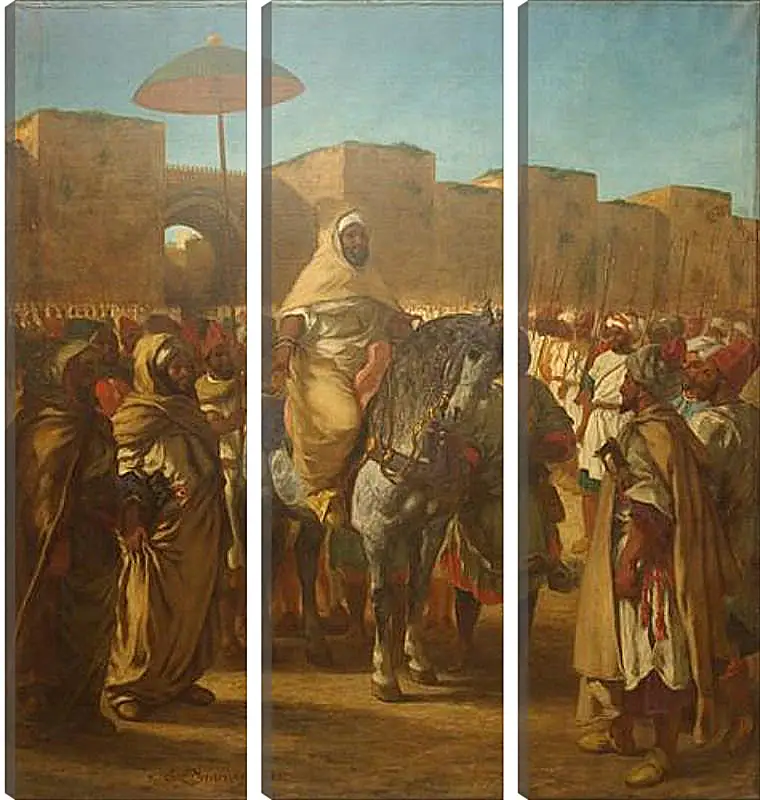 Модульная картина - Maulay abd-er-Rahman, sultan du Maroc, sortant de son palais de Maknes, entoure de sa garde et de ses principaux officiers. Эжен Делакруа