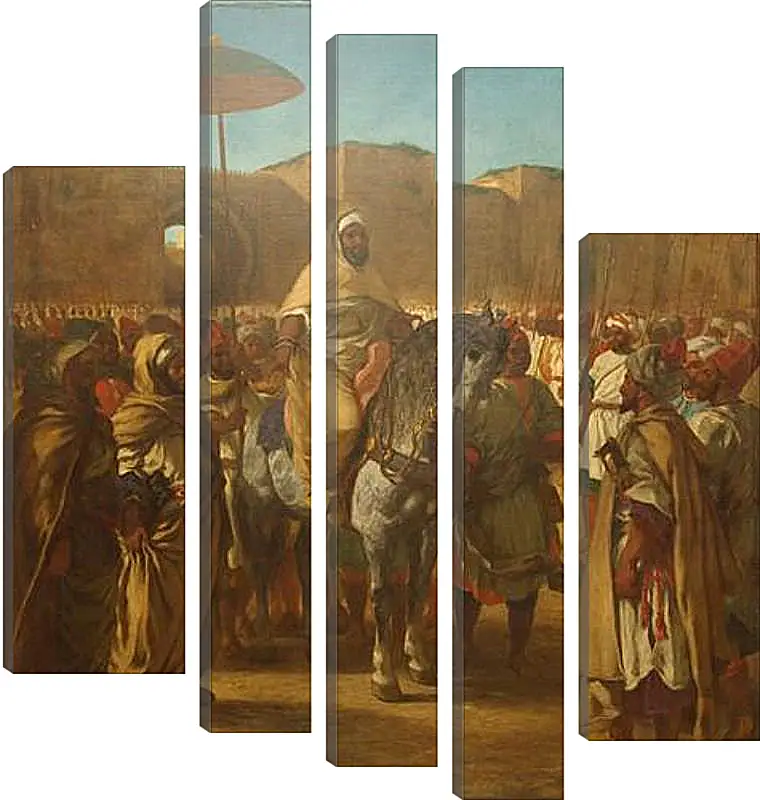 Модульная картина - Maulay abd-er-Rahman, sultan du Maroc, sortant de son palais de Maknes, entoure de sa garde et de ses principaux officiers. Эжен Делакруа