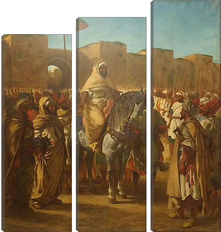 Модульная картина - Maulay abd-er-Rahman, sultan du Maroc, sortant de son palais de Maknes, entoure de sa garde et de ses principaux officiers. Эжен Делакруа