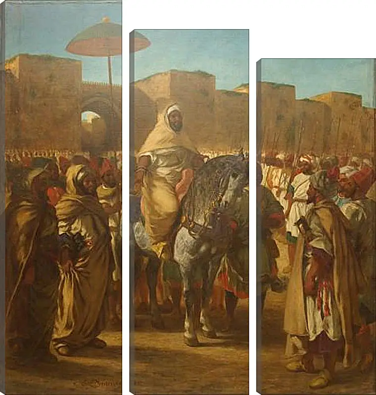 Модульная картина - Maulay abd-er-Rahman, sultan du Maroc, sortant de son palais de Maknes, entoure de sa garde et de ses principaux officiers. Эжен Делакруа