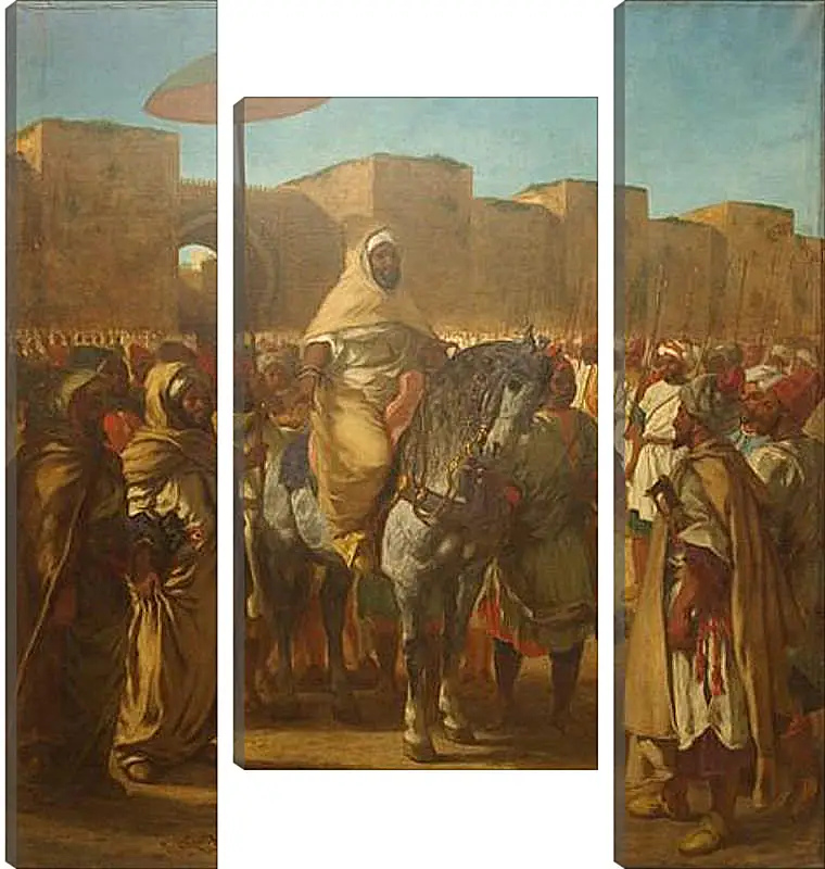 Модульная картина - Maulay abd-er-Rahman, sultan du Maroc, sortant de son palais de Maknes, entoure de sa garde et de ses principaux officiers. Эжен Делакруа