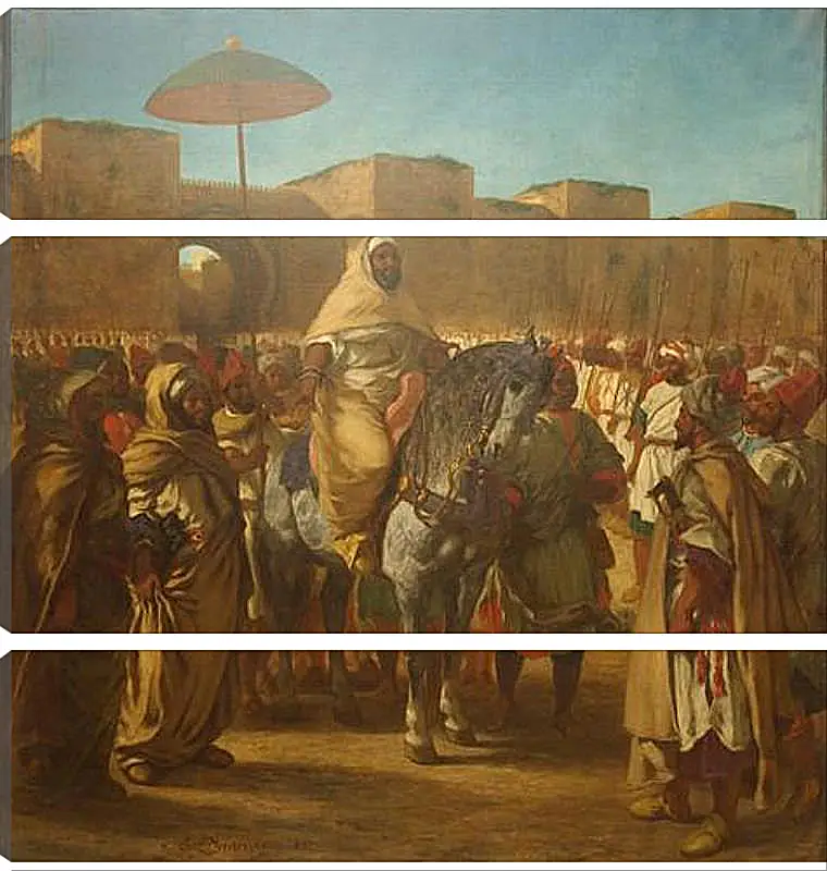 Модульная картина - Maulay abd-er-Rahman, sultan du Maroc, sortant de son palais de Maknes, entoure de sa garde et de ses principaux officiers. Эжен Делакруа