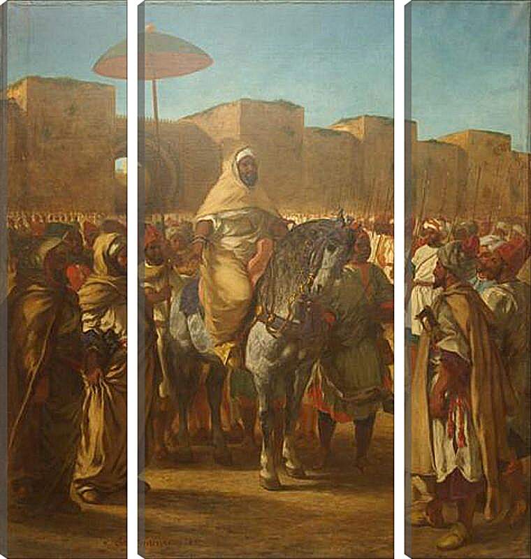 Модульная картина - Maulay abd-er-Rahman, sultan du Maroc, sortant de son palais de Maknes, entoure de sa garde et de ses principaux officiers. Эжен Делакруа