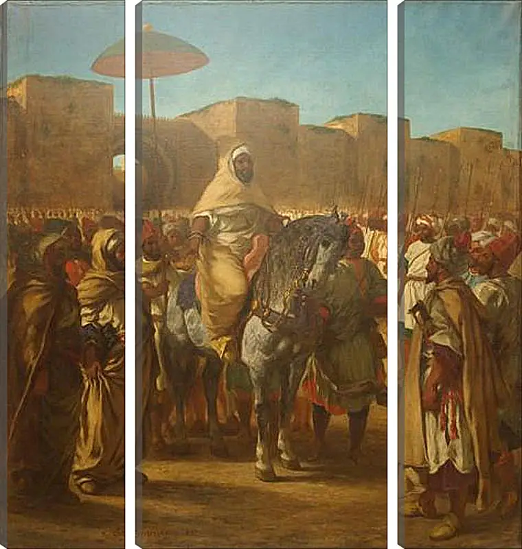 Модульная картина - Maulay abd-er-Rahman, sultan du Maroc, sortant de son palais de Maknes, entoure de sa garde et de ses principaux officiers. Эжен Делакруа