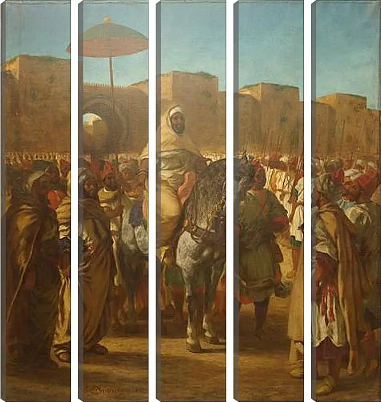 Модульная картина - Maulay abd-er-Rahman, sultan du Maroc, sortant de son palais de Maknes, entoure de sa garde et de ses principaux officiers. Эжен Делакруа