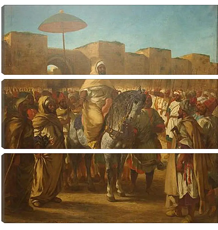 Модульная картина - Maulay abd-er-Rahman, sultan du Maroc, sortant de son palais de Maknes, entoure de sa garde et de ses principaux officiers. Эжен Делакруа