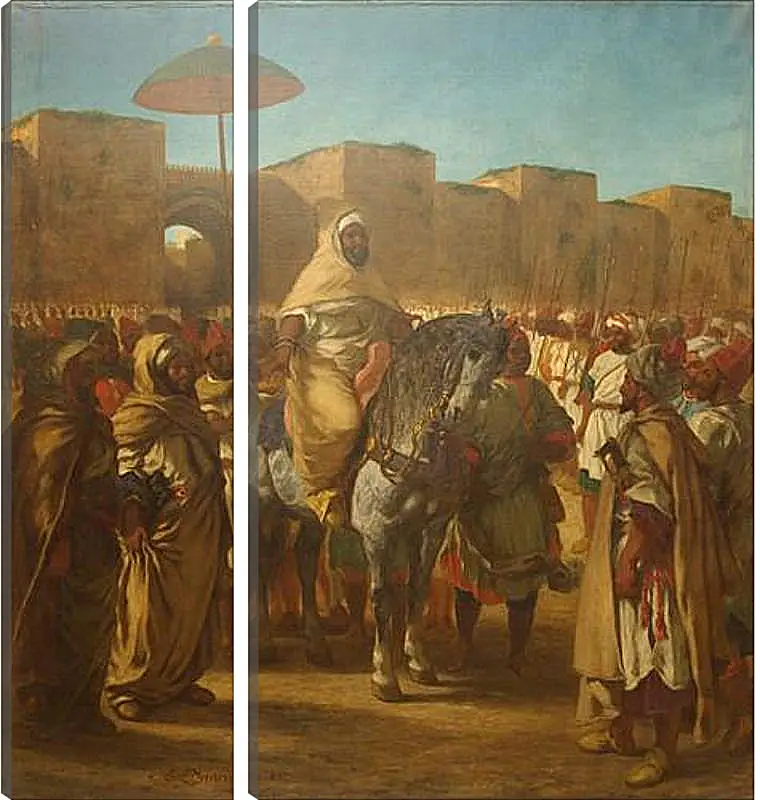 Модульная картина - Maulay abd-er-Rahman, sultan du Maroc, sortant de son palais de Maknes, entoure de sa garde et de ses principaux officiers. Эжен Делакруа