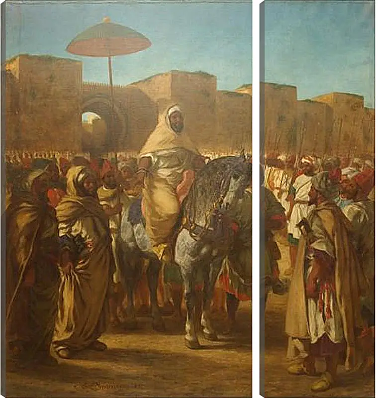 Модульная картина - Maulay abd-er-Rahman, sultan du Maroc, sortant de son palais de Maknes, entoure de sa garde et de ses principaux officiers. Эжен Делакруа