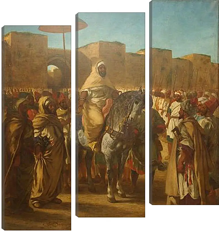 Модульная картина - Maulay abd-er-Rahman, sultan du Maroc, sortant de son palais de Maknes, entoure de sa garde et de ses principaux officiers. Эжен Делакруа