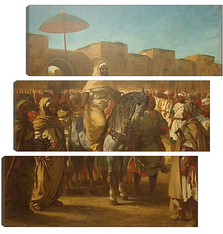 Модульная картина - Maulay abd-er-Rahman, sultan du Maroc, sortant de son palais de Maknes, entoure de sa garde et de ses principaux officiers. Эжен Делакруа