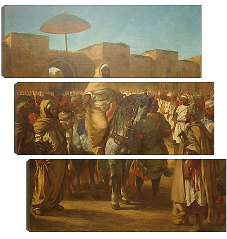 Модульная картина - Maulay abd-er-Rahman, sultan du Maroc, sortant de son palais de Maknes, entoure de sa garde et de ses principaux officiers. Эжен Делакруа