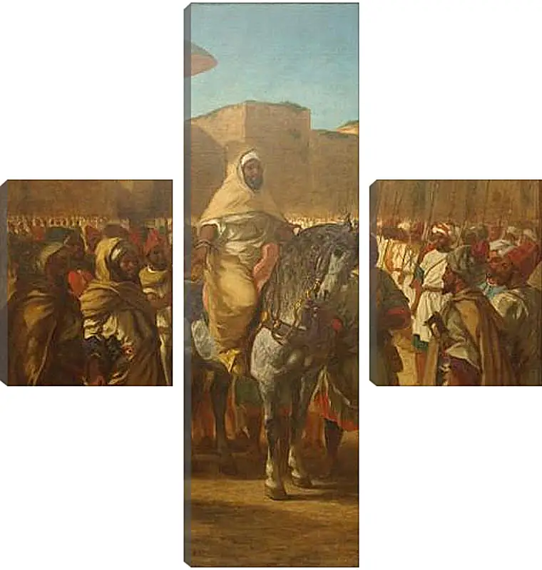 Модульная картина - Maulay abd-er-Rahman, sultan du Maroc, sortant de son palais de Maknes, entoure de sa garde et de ses principaux officiers. Эжен Делакруа