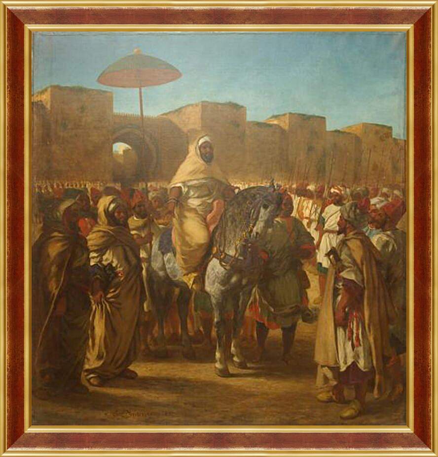 Картина в раме - Maulay abd-er-Rahman, sultan du Maroc, sortant de son palais de Maknes, entoure de sa garde et de ses principaux officiers. Эжен Делакруа