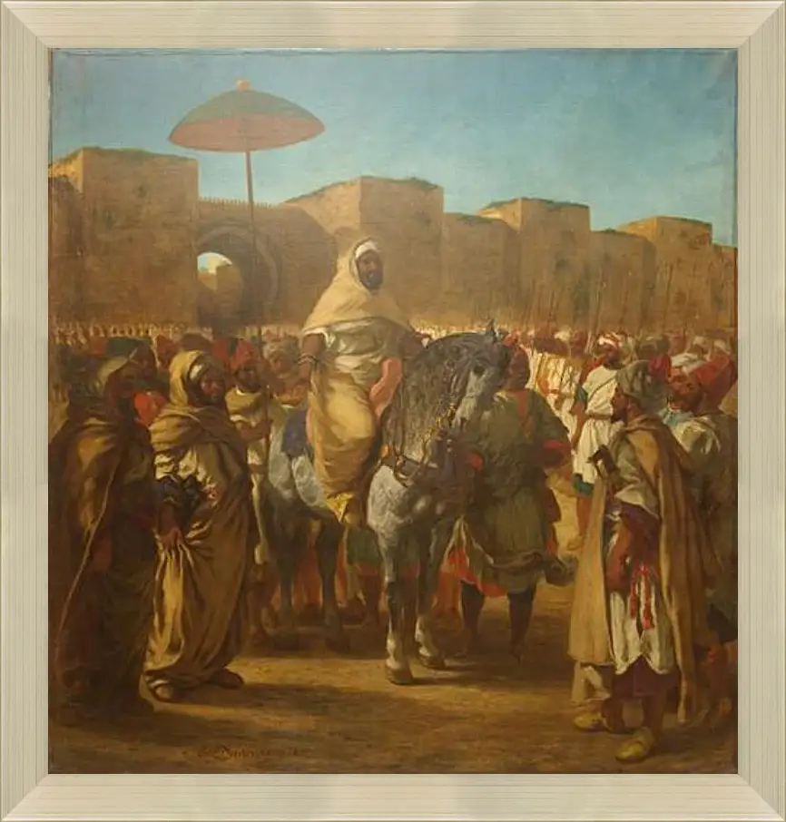 Картина в раме - Maulay abd-er-Rahman, sultan du Maroc, sortant de son palais de Maknes, entoure de sa garde et de ses principaux officiers. Эжен Делакруа