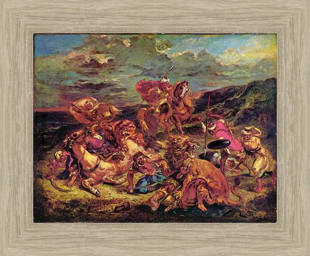 Картина в раме - Lowenjagd. Эжен Делакруа