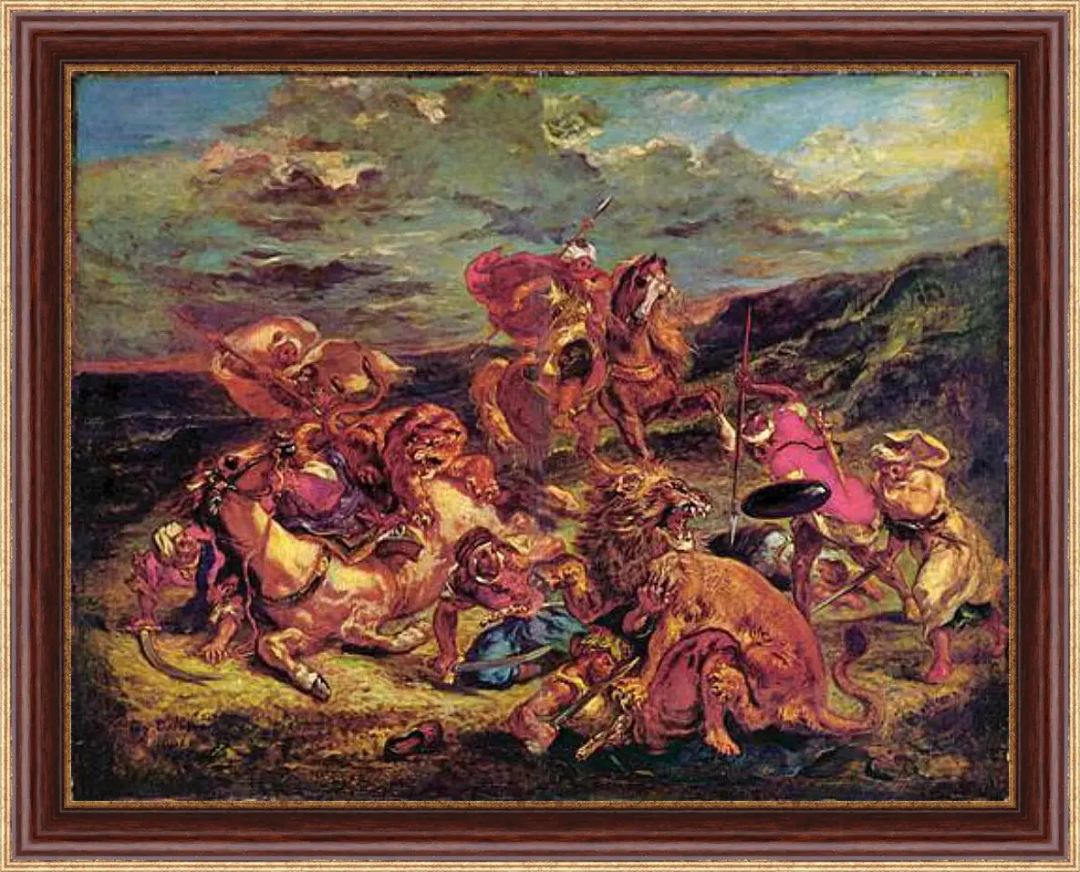 Картина в раме - Lowenjagd. Эжен Делакруа