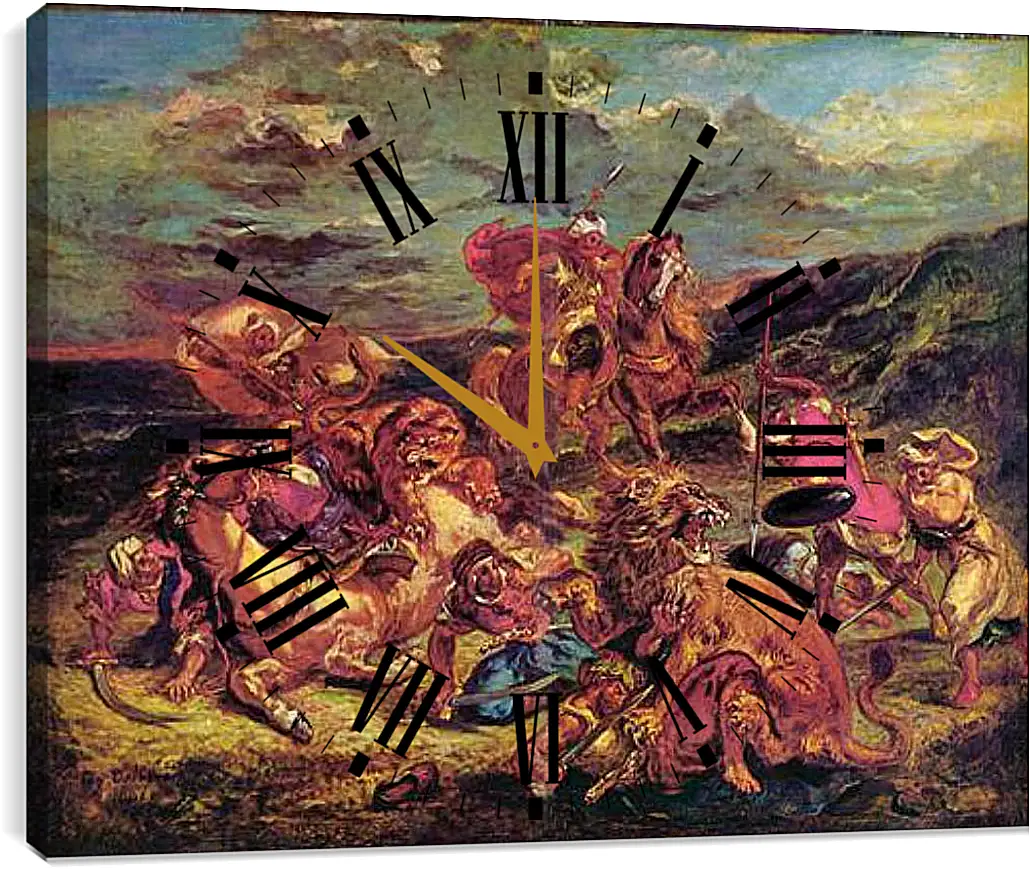 Часы картина - Lowenjagd. Эжен Делакруа