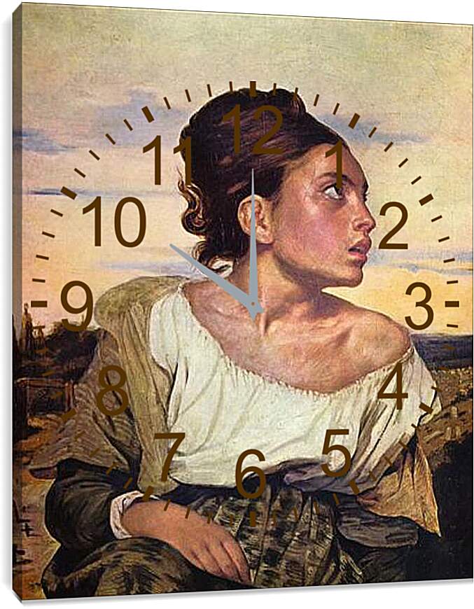 Часы картина - Jeune orpheline au cimetiere. Эжен Делакруа