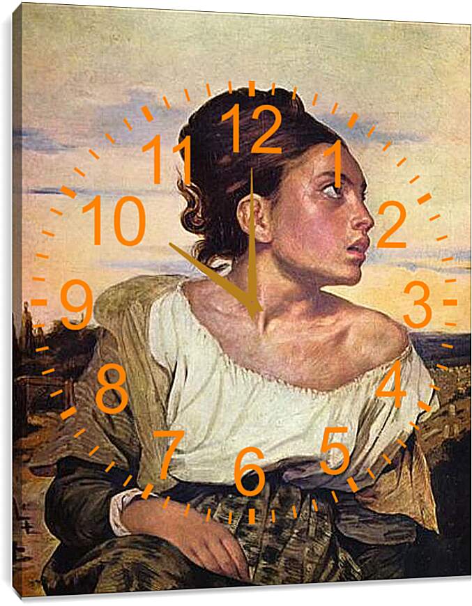 Часы картина - Jeune orpheline au cimetiere. Эжен Делакруа