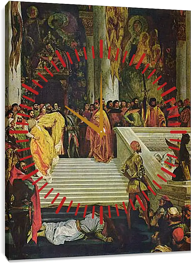Часы картина - Esecuzione capitale del doge Marin Faliero. Эжен Делакруа