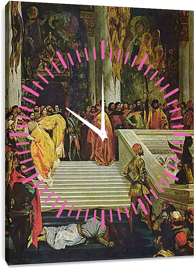 Часы картина - Esecuzione capitale del doge Marin Faliero. Эжен Делакруа