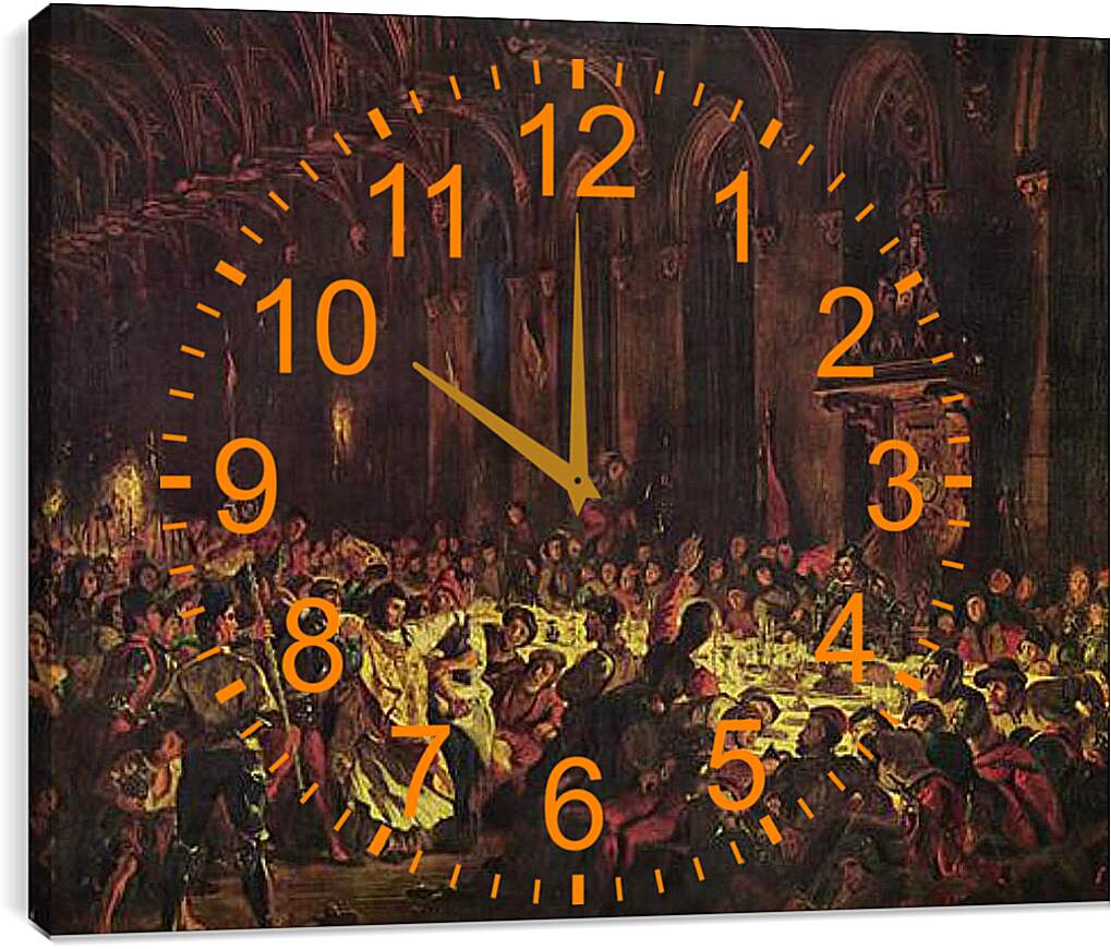 Часы картина - Ermordung des Bischofs von Luttich. Эжен Делакруа