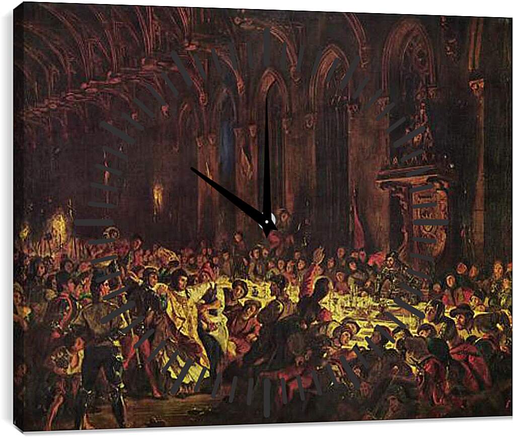 Часы картина - Ermordung des Bischofs von Luttich. Эжен Делакруа