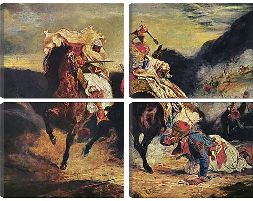 Модульная картина - Combat of the Giaour and the Pasha. Эжен Делакруа