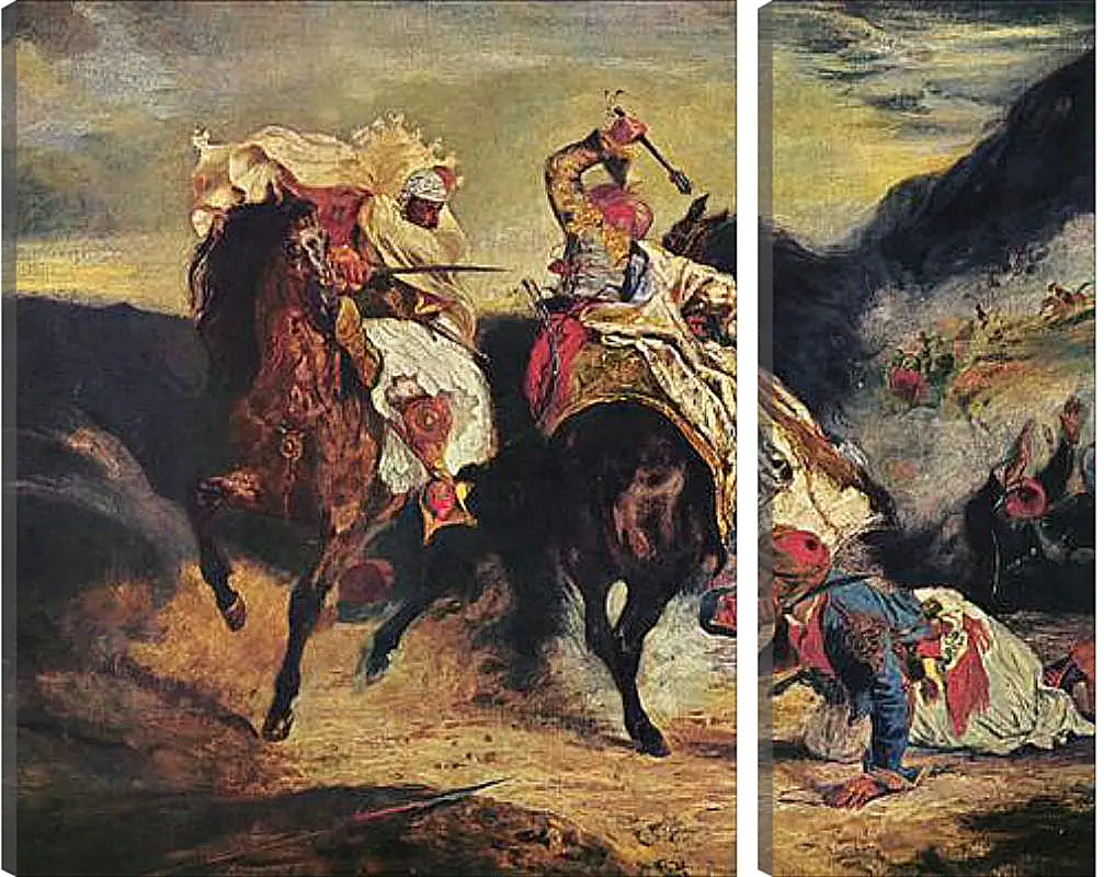 Модульная картина - Combat of the Giaour and the Pasha. Эжен Делакруа