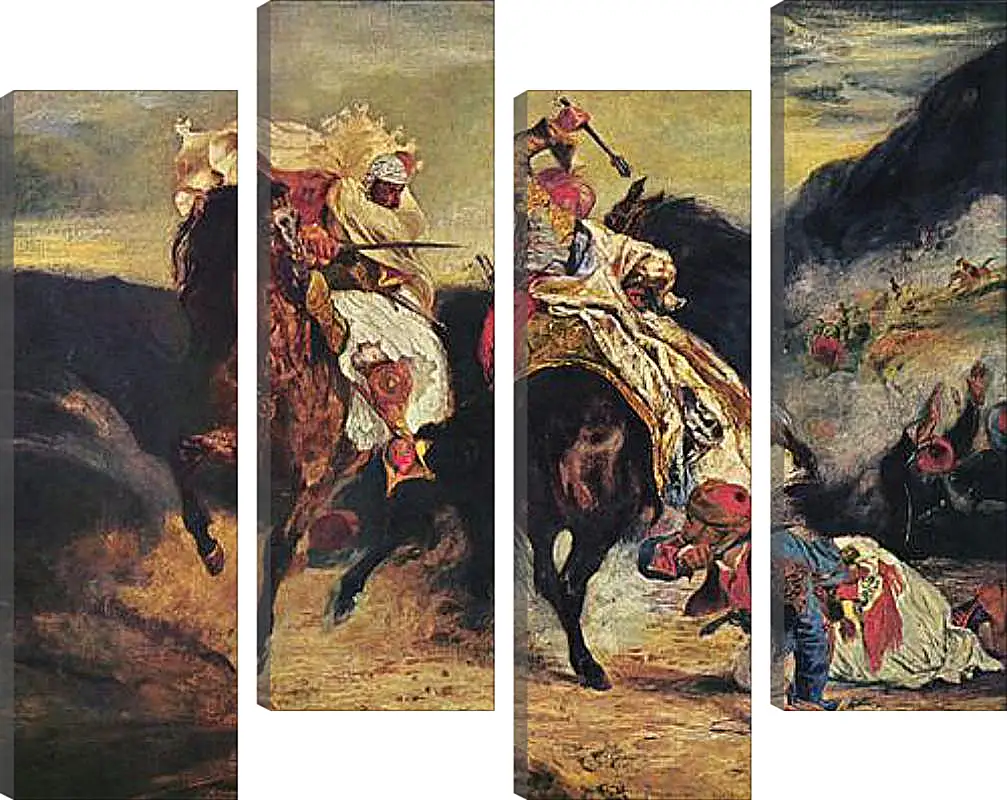 Модульная картина - Combat of the Giaour and the Pasha. Эжен Делакруа