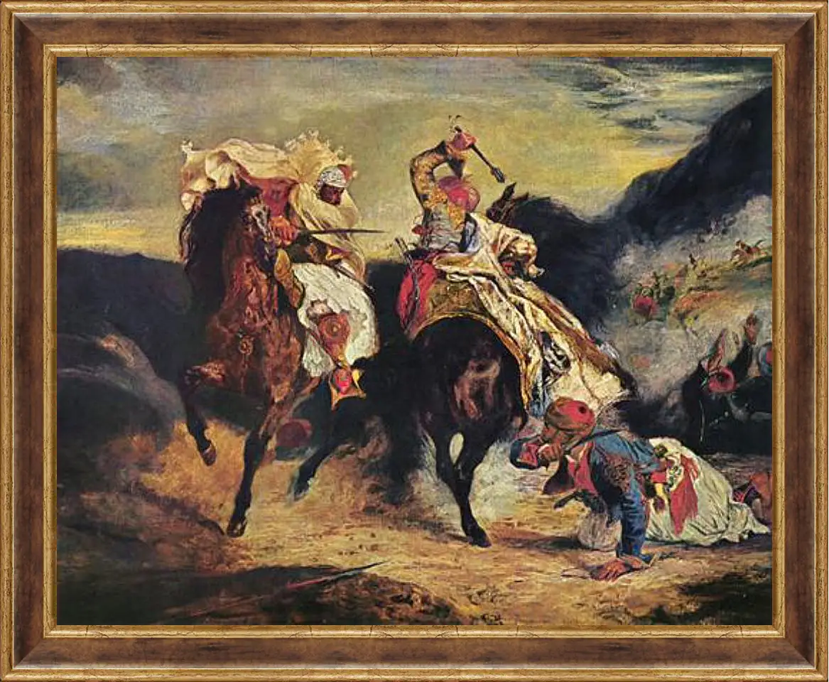 Картина в раме - Combat of the Giaour and the Pasha. Эжен Делакруа