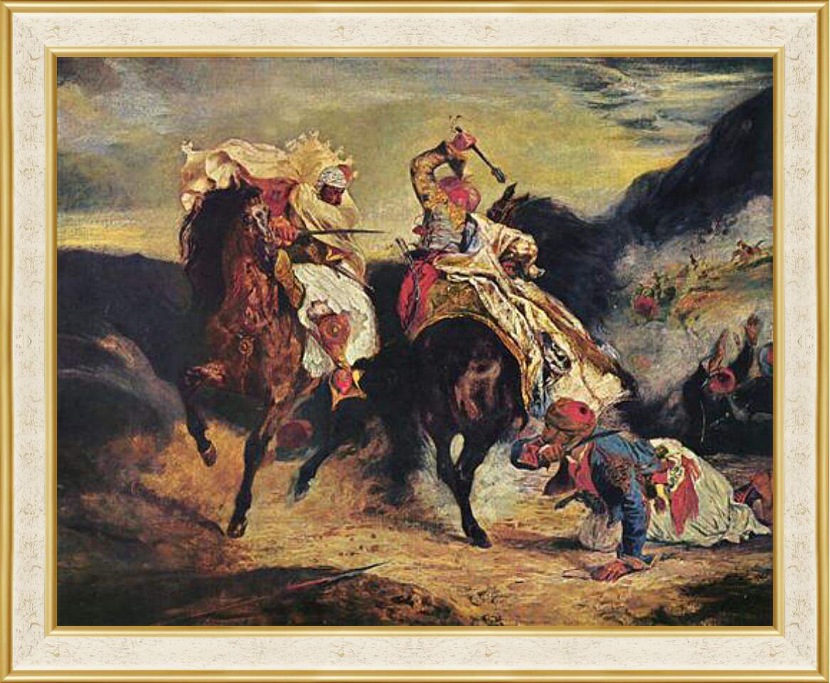 Картина в раме - Combat of the Giaour and the Pasha. Эжен Делакруа