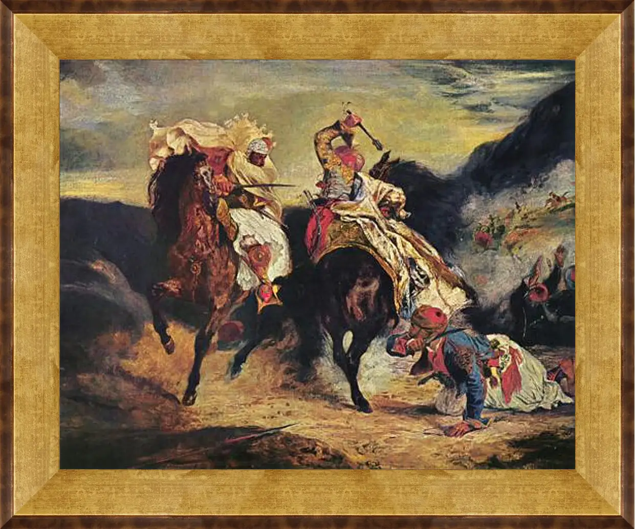 Картина в раме - Combat of the Giaour and the Pasha. Эжен Делакруа