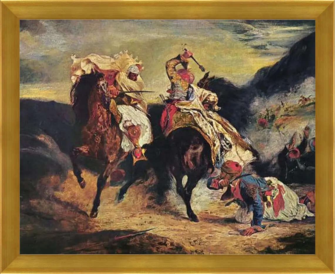 Картина в раме - Combat of the Giaour and the Pasha. Эжен Делакруа