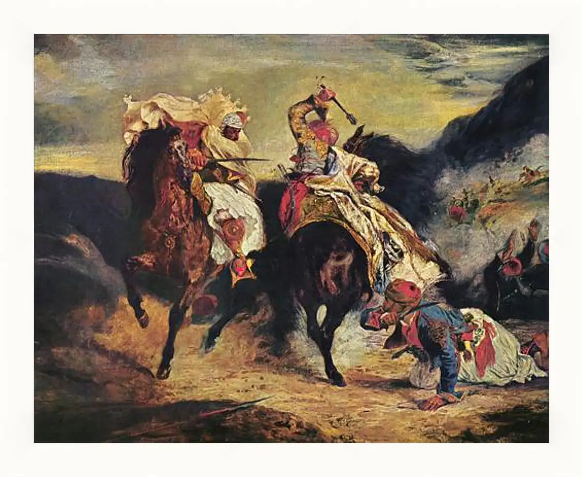 Картина в раме - Combat of the Giaour and the Pasha. Эжен Делакруа