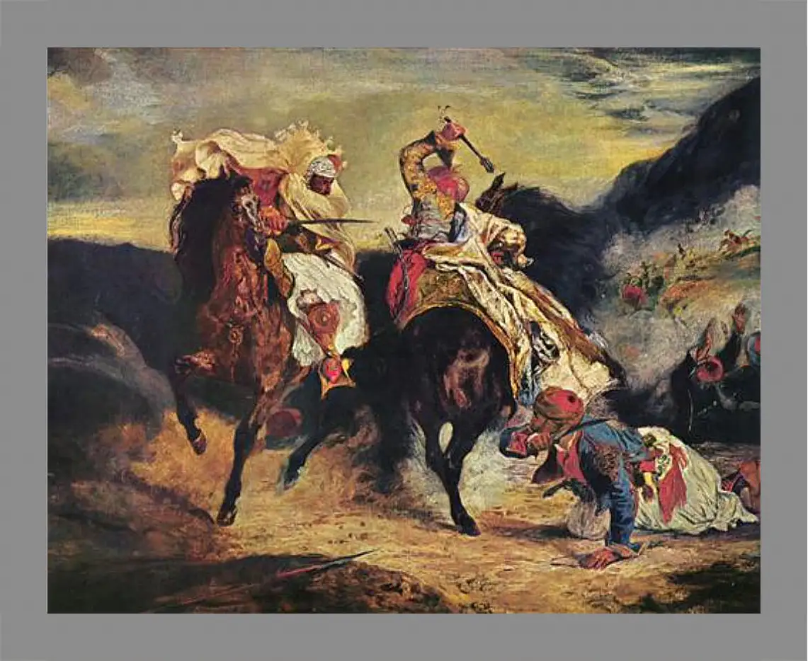 Картина в раме - Combat of the Giaour and the Pasha. Эжен Делакруа