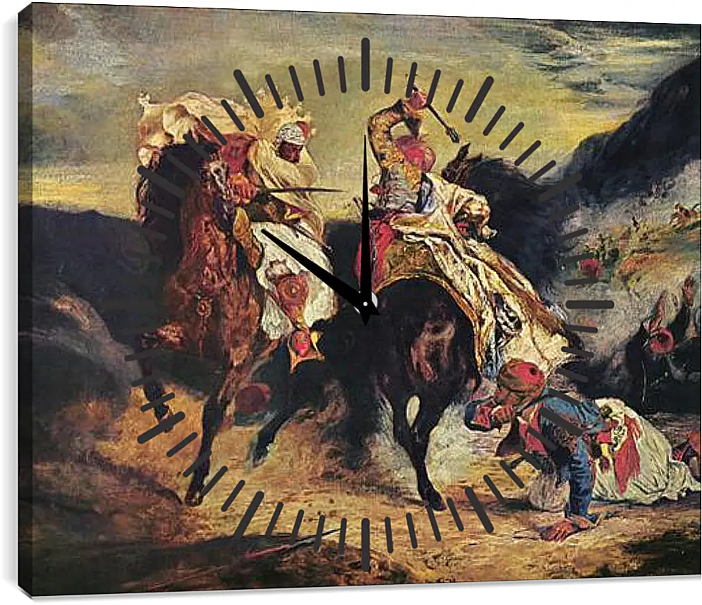 Часы картина - Combat of the Giaour and the Pasha. Эжен Делакруа