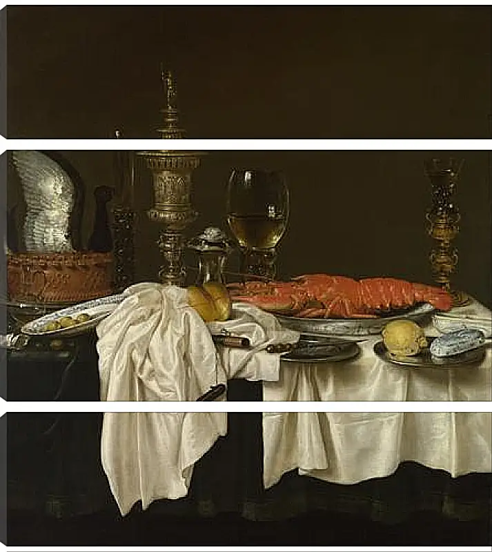 Модульная картина - Still Life with a Lobster. Завтрак с раком. Виллем Клас Хеда