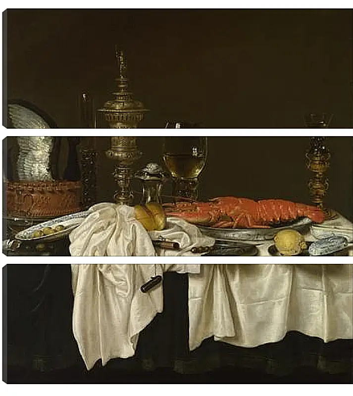 Модульная картина - Still Life with a Lobster. Завтрак с раком. Виллем Клас Хеда