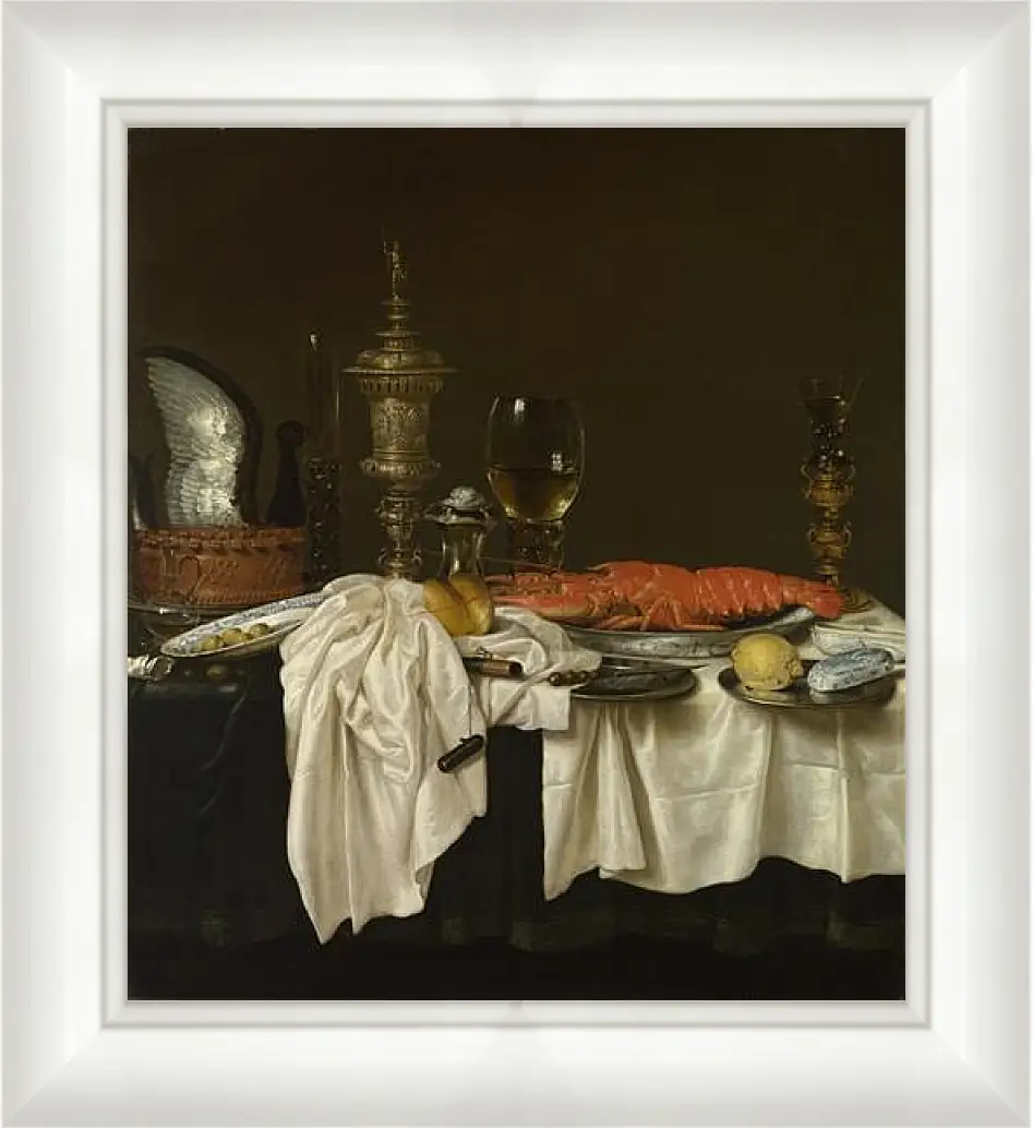 Картина в раме - Still Life with a Lobster. Завтрак с раком. Виллем Клас Хеда