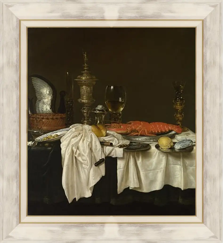 Картина в раме - Still Life with a Lobster. Завтрак с раком. Виллем Клас Хеда