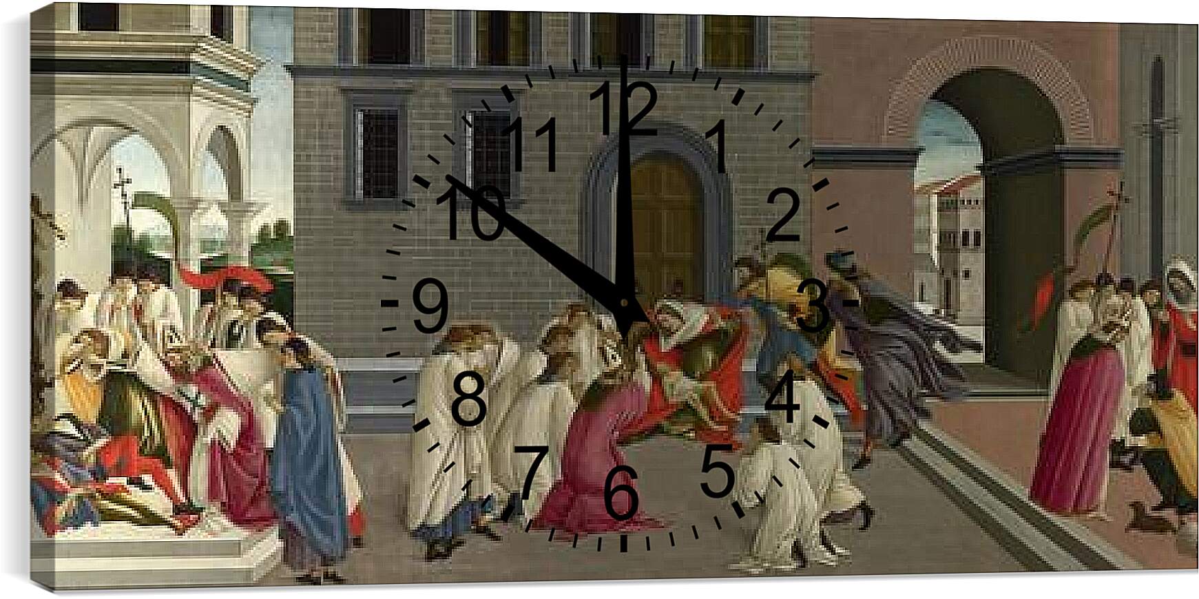 Часы картина - Three Miracles of Saint Zenobius. Сандро Боттичелли