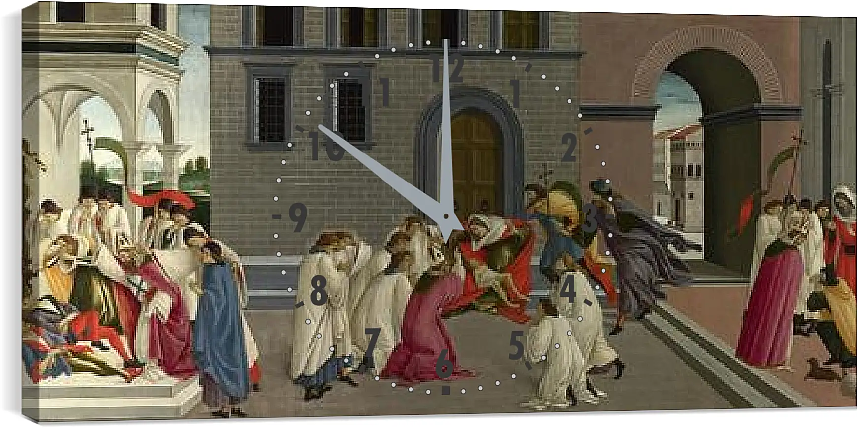 Часы картина - Three Miracles of Saint Zenobius. Сандро Боттичелли