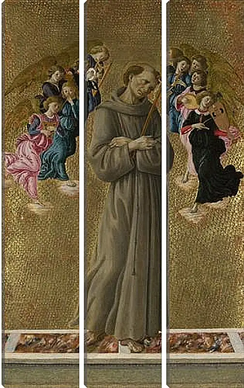 Модульная картина - Saint Francis of Assisi with Angels. Сандро Боттичелли