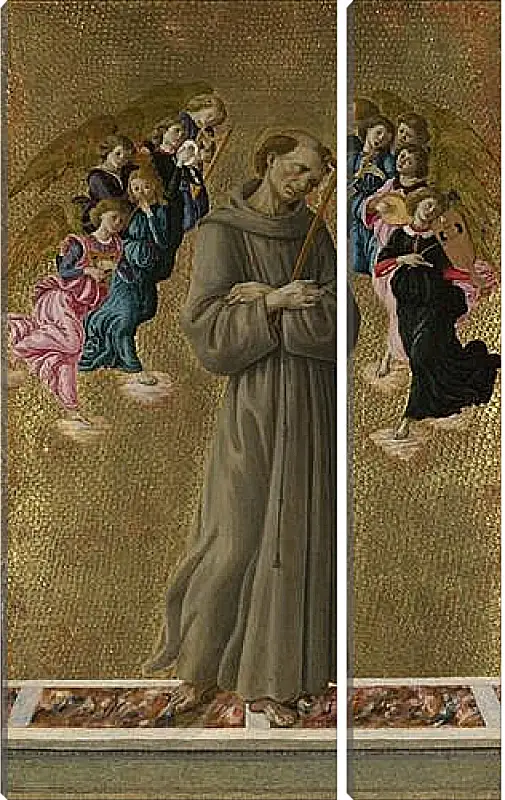 Модульная картина - Saint Francis of Assisi with Angels. Сандро Боттичелли